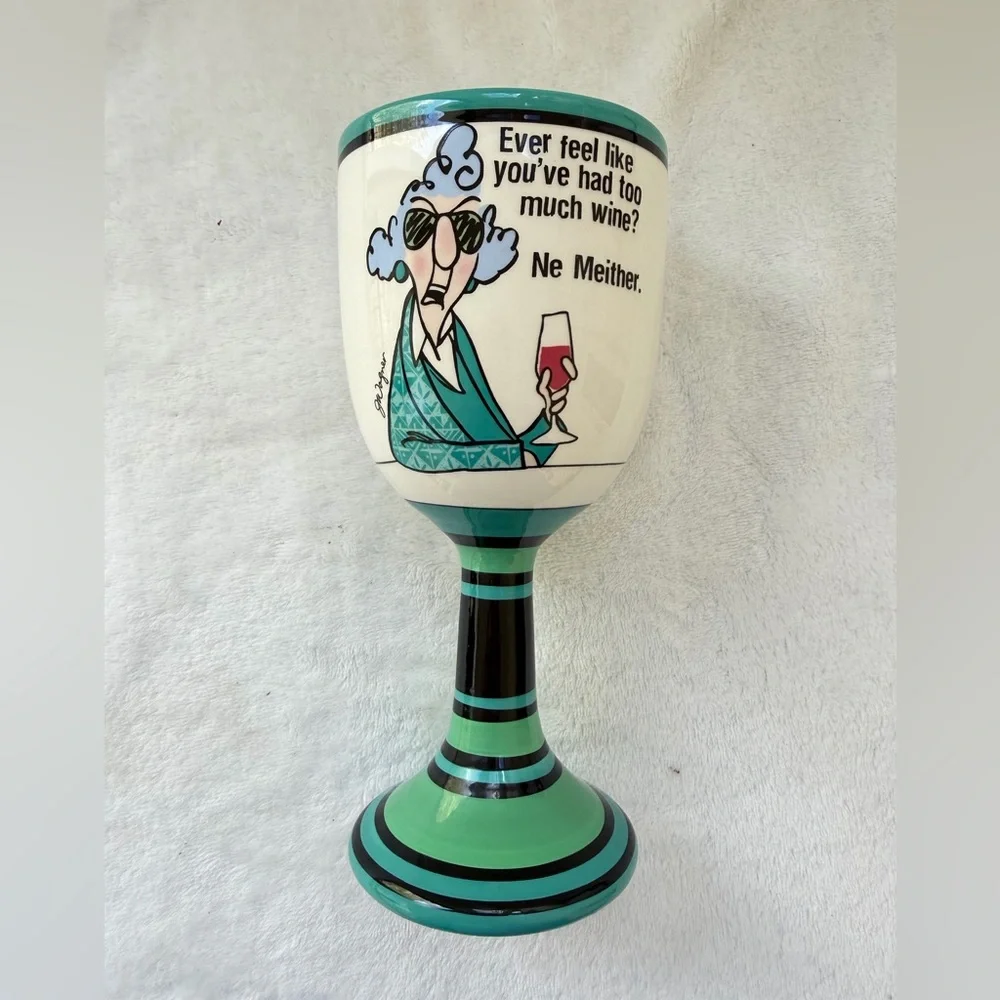 Hallmark Maxine Ceramic Goblet Wine Glass Girls Night Book Club Whimsical Funny